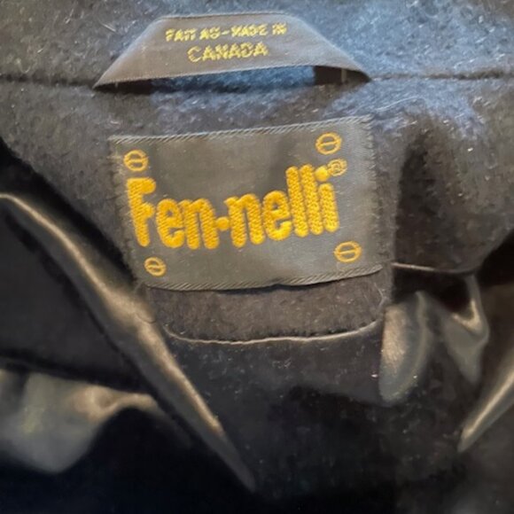 Woman’s Fen-nelli Wool Full length Black Coat - removable faux black fur collar - Picture 4 of 5